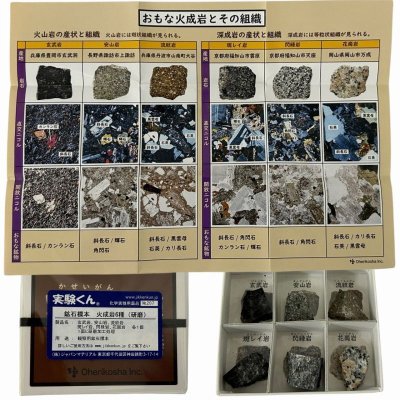 画像1: 207 実験くん 鉱石標本 火成岩6種 ( 研磨 )  玄武岩 安山岩 流紋岩 斑レイ岩 閃緑岩 花崗岩 STEM教育 理科・地学＜お知らせ＞自由研究に最適！実験くんガイドブック最新版（税込550円）を商品お買上げの皆様にもれなくプレゼントいたします。